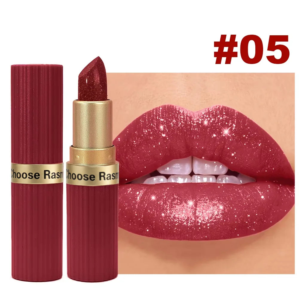 Velvet Glitter Lipstick – Long Lasting Waterproof Matte Lip Color
